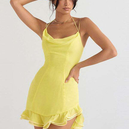 Captivating Backless Lace Halter Suspender Skirt - Sophisticated Elegance - Très Elite