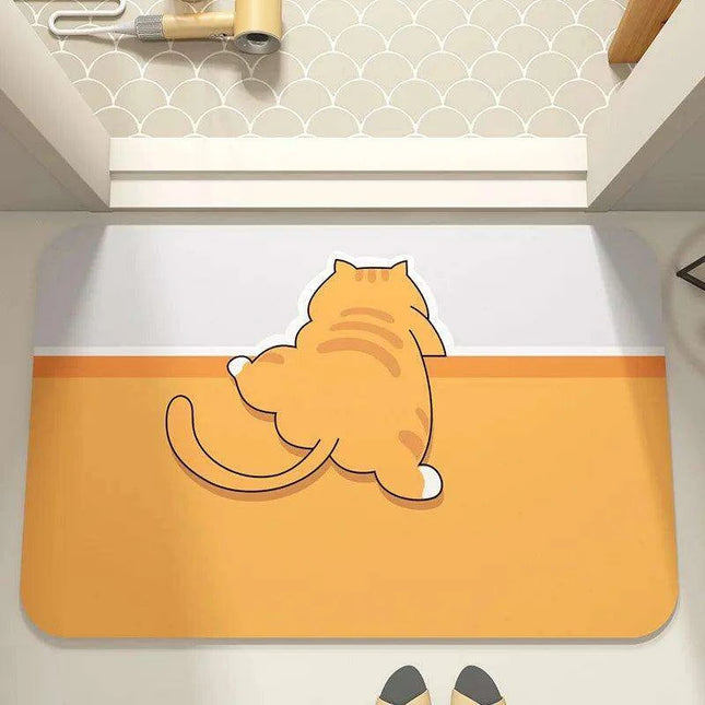 Cartoon-Inspired Diatomite Quick-Drying Bath Mat - Fun and Functional Home Rug