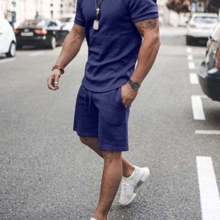 Casual Chic Men's Solid Color Two-Piece Short Set - Très Elite