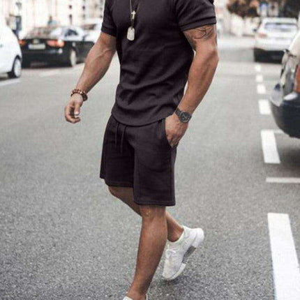 Casual Chic Men's Solid Color Two-Piece Short Set - Très Elite