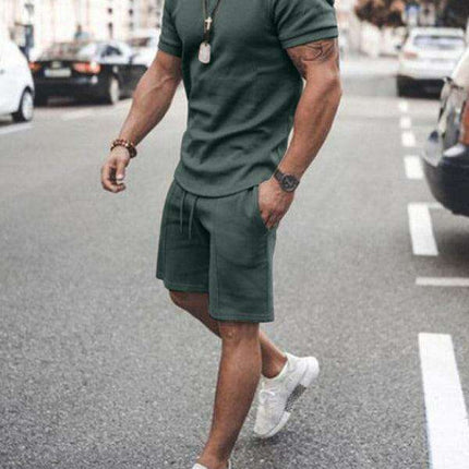 Casual Chic Men's Solid Color Two-Piece Short Set - Très Elite