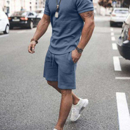Casual Chic Men's Solid Color Two-Piece Short Set - Très Elite