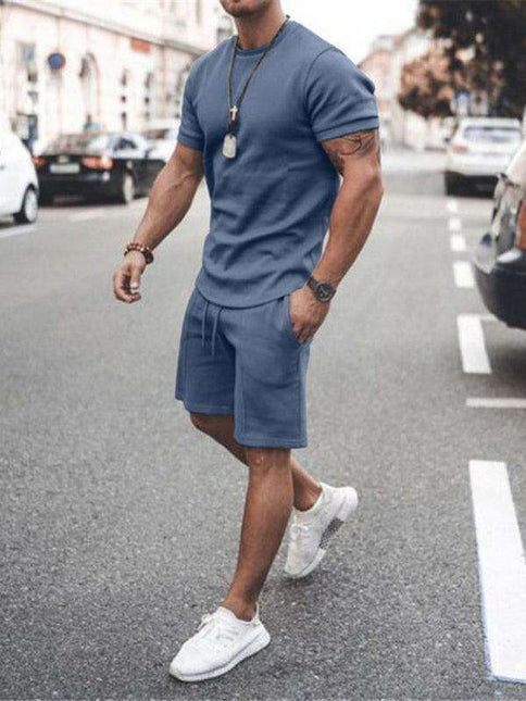 Casual Chic Men's Solid Color Two-Piece Short Set
