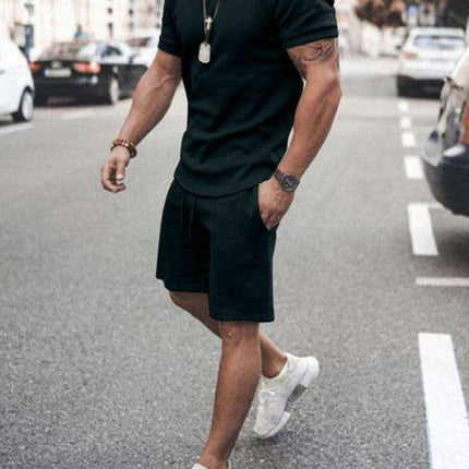 Casual Chic Men's Solid Color Two-Piece Short Set - Très Elite