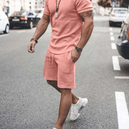 Casual Chic Men's Solid Color Two-Piece Short Set - Très Elite