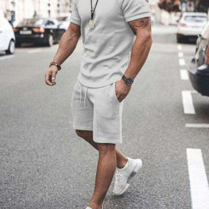 Casual Chic Men's Solid Color Two-Piece Short Set - Très Elite