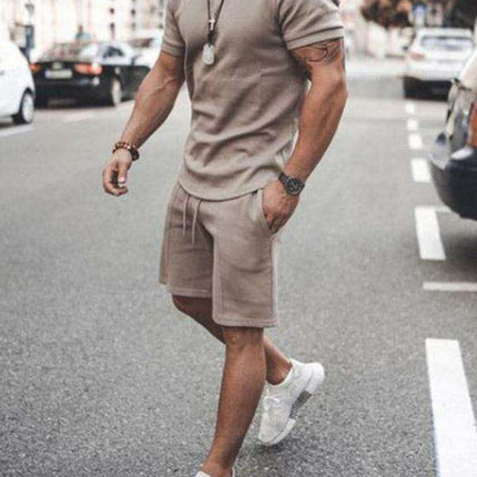 Casual Chic Men's Solid Color Two-Piece Short Set - Très Elite