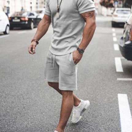 Casual Chic Men's Solid Color Two-Piece Short Set - Très Elite