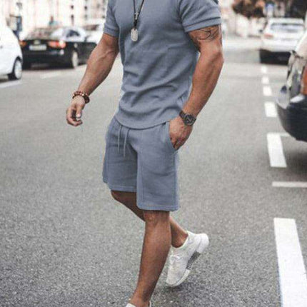 Casual Chic Men's Solid Color Two-Piece Short Set - Très Elite