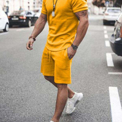 Casual Chic Men's Solid Color Two-Piece Short Set - Très Elite