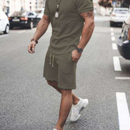 Casual Chic Men's Solid Color Two-Piece Short Set - Très Elite