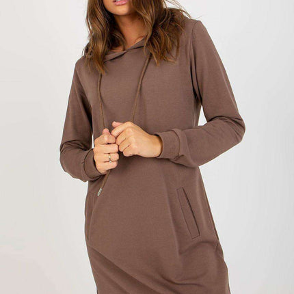 Casual Comfort Hooded Sweat Dress with Functional Pockets - Très Elite