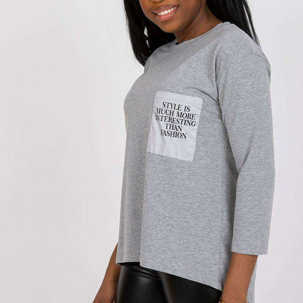 Casual Fit Long Sleeve Blouse with Printed Patch Pocket - Très Elite