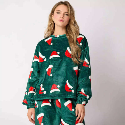 Casual Flannel Pajama Sets For Women 2 Piece Cute Long Sleeve Matching Lounge Shirts Sets Santa Claus Pajamas Homewear - Très Elite