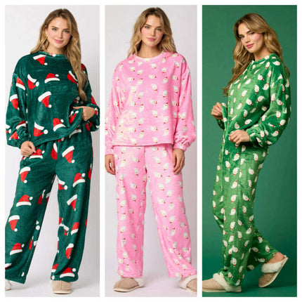 Casual Flannel Pajama Sets For Women 2 Piece Cute Long Sleeve Matching Lounge Shirts Sets Santa Claus Pajamas Homewear - Très Elite