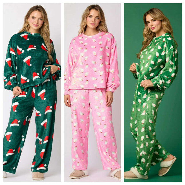 Casual Flannel Pajama Sets For Women 2 Piece Cute Long Sleeve Matching Lounge Shirts Sets Santa Claus Pajamas Homewear - Très Elite