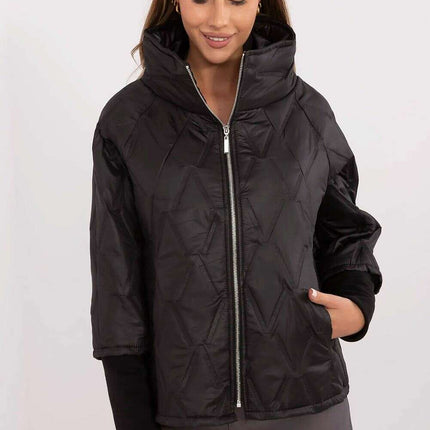 Casual Quilted Jacket Three Quarter Sleeves Polyester Women - Très Elite
