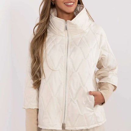 Casual Quilted Jacket Three Quarter Sleeves Polyester Women - Très Elite