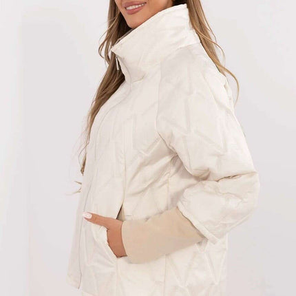 Casual Quilted Jacket Three Quarter Sleeves Polyester Women - Très Elite