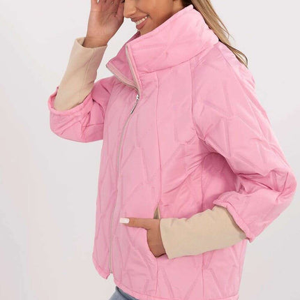 Casual Quilted Jacket Three Quarter Sleeves Polyester Women - Très Elite