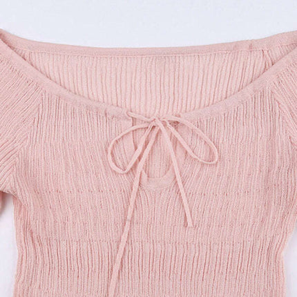 Casual Ribbed Knit Top with Ruffled Hem - Très Elite