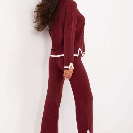 Casual Womens Red Sweater Set 216695 Two Piece Comfort - Très Elite
