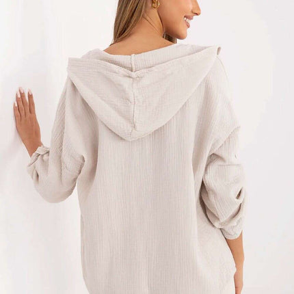 Casual Women's Shirt Muslin Cotton Beige 213254 Everyday - Très Elite