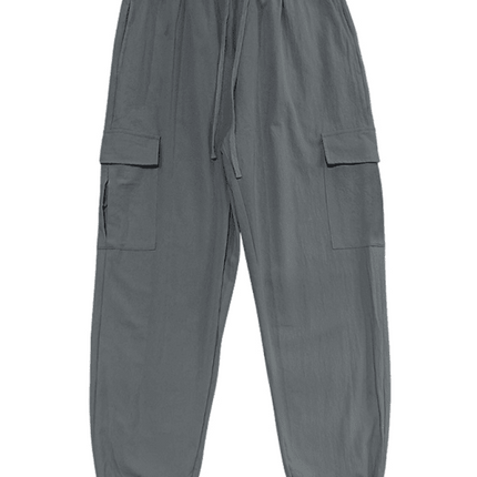 Casual cuffed multi-pocket drawstring trousers - Très Elite