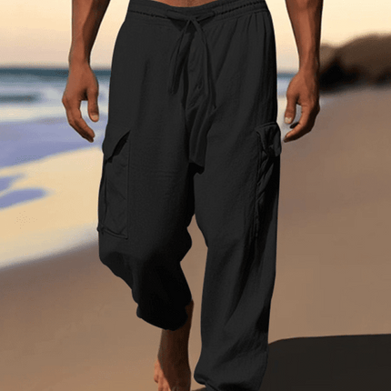 Casual cuffed multi-pocket drawstring trousers - Très Elite