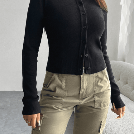 Casual solid color cardigan long sleeve sweater - Très Elite
