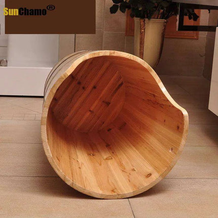 Cedar Spa Foot Bath Tub with Relaxing Steam Therapy for Home Wellness