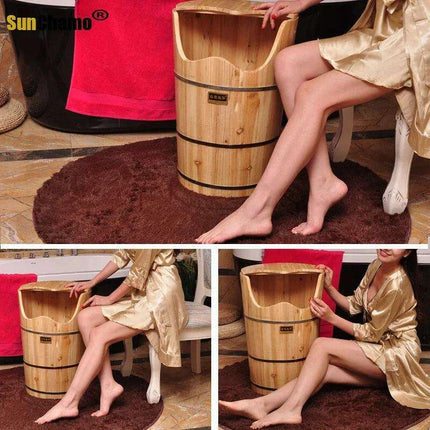 Cedar Spa Foot Bath Tub with Relaxing Steam Therapy for Home Wellness