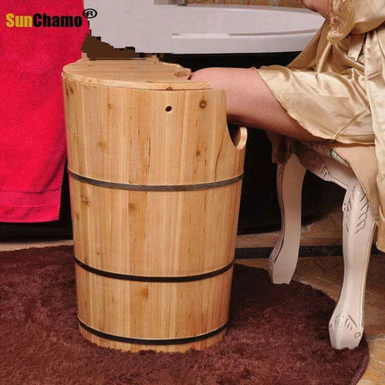 Cedar Spa Foot Bath Tub with Relaxing Steam Therapy for Home Wellness