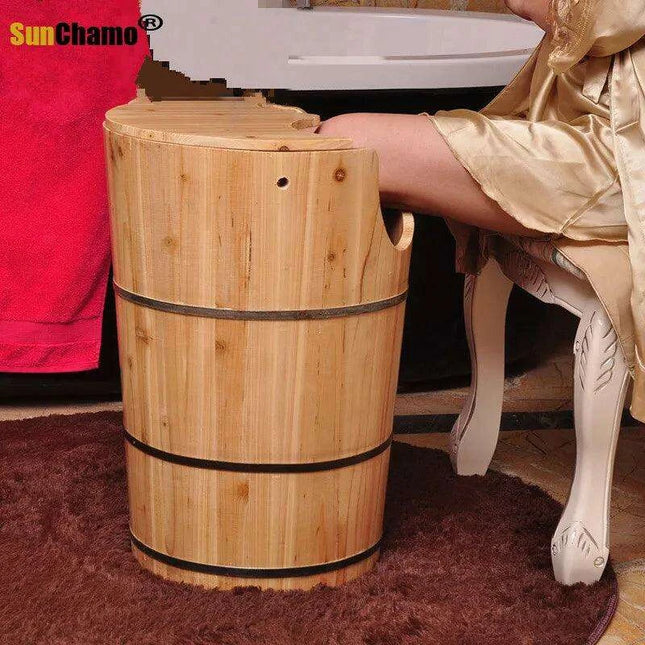 Cedar Spa Foot Bath Tub with Relaxing Steam Therapy for Home Wellness