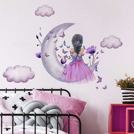 Celestial Butterfly Maiden PVC Wall Art Stickers for Dreamy Room Transformation