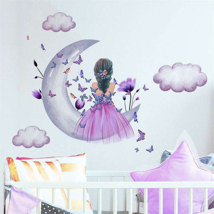 Celestial Butterfly Maiden PVC Wall Art Stickers for Dreamy Room Transformation