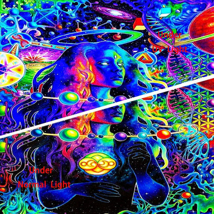 Celestial Enchantment Cosmic Wall Tapestry - Luminous Black Light Art for Celestial Harmony - Très Elite
