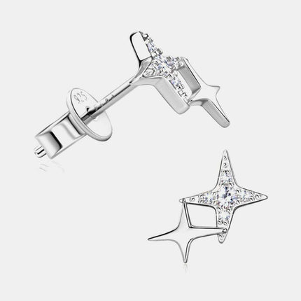 Celestial Moissanite Star Earrings: Luxurious Sterling Silver with Gold and Platinum Finish