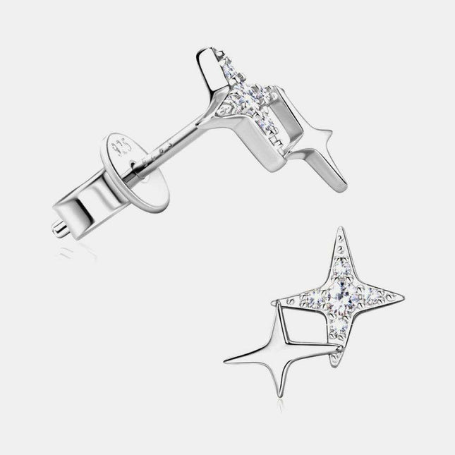 Celestial Moissanite Star Earrings: Luxurious Sterling Silver with Gold and Platinum Finish