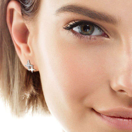 Celestial Moissanite Star Earrings: Luxurious Sterling Silver with Gold and Platinum Finish