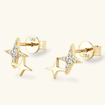 Celestial Moissanite Star Earrings: Luxurious Sterling Silver with Gold and Platinum Finish