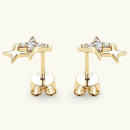 Celestial Moissanite Star Earrings: Luxurious Sterling Silver with Gold and Platinum Finish