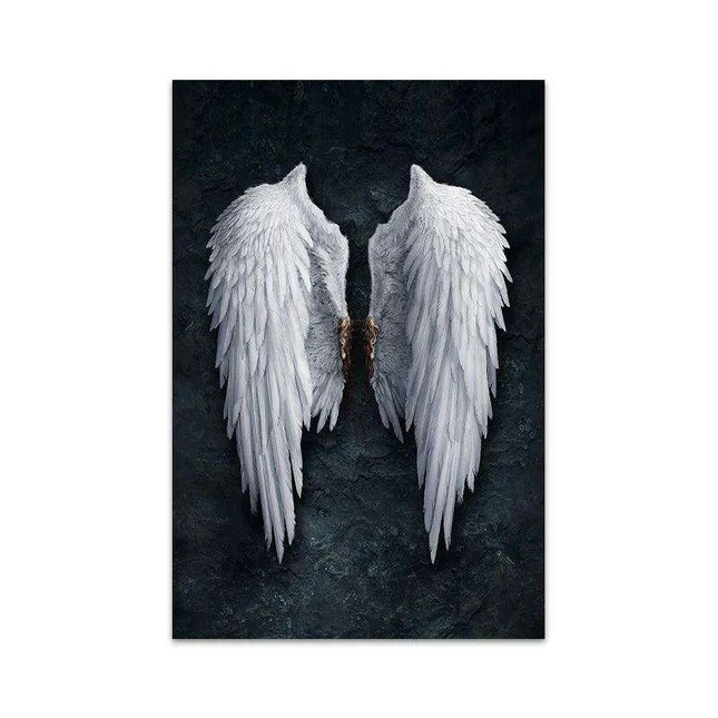Celestial Serenity: White Angel Wings Canvas Art for Luxurious Home Aesthetics