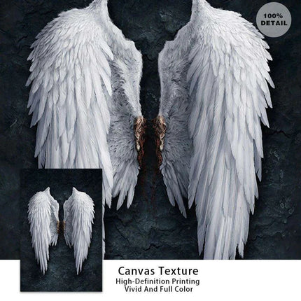 Celestial Serenity: White Angel Wings Canvas Art for Luxurious Home Aesthetics - Très Elite