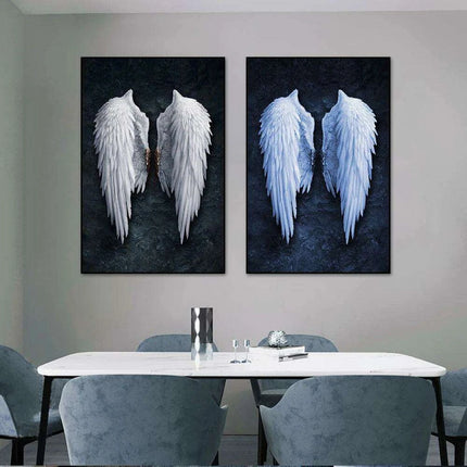 Celestial Serenity: White Angel Wings Canvas Art for Luxurious Home Aesthetics - Très Elite