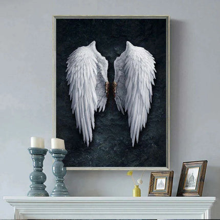 Celestial Serenity: White Angel Wings Canvas Art for Luxurious Home Aesthetics - Très Elite