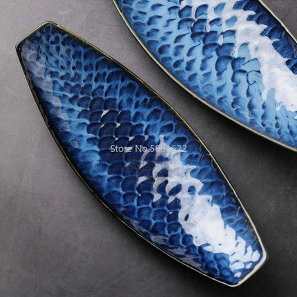 Ceramic Blue Fish Platter - A Stylish Centerpiece for Culinary Delights - Très Elite