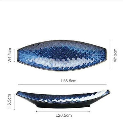 Ceramic Blue Fish Platter - A Stylish Centerpiece for Culinary Delights - Très Elite
