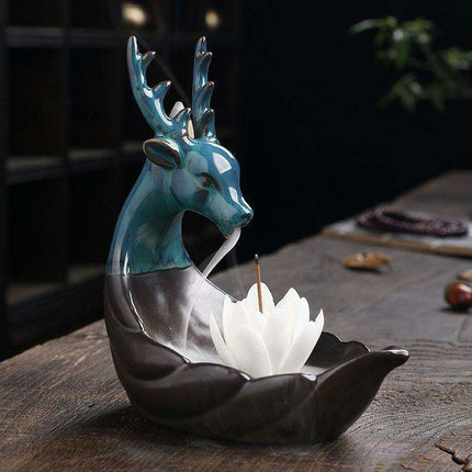 Ceramic Deer Backflow Incense Burner - Nordic Serenity Home Accent