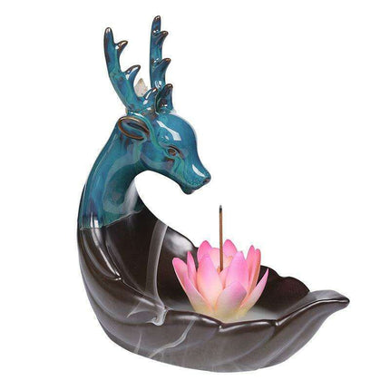 Ceramic Deer Backflow Incense Burner - Nordic Serenity Home Accent